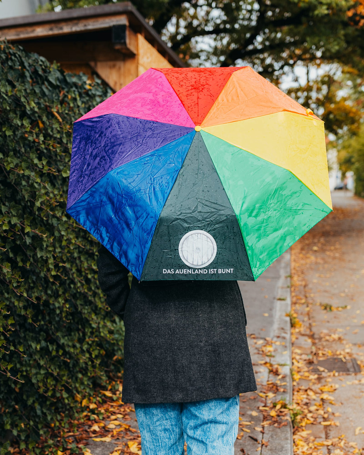 Das Auenland ist bunt (Regenbogen-Taschenschirm)