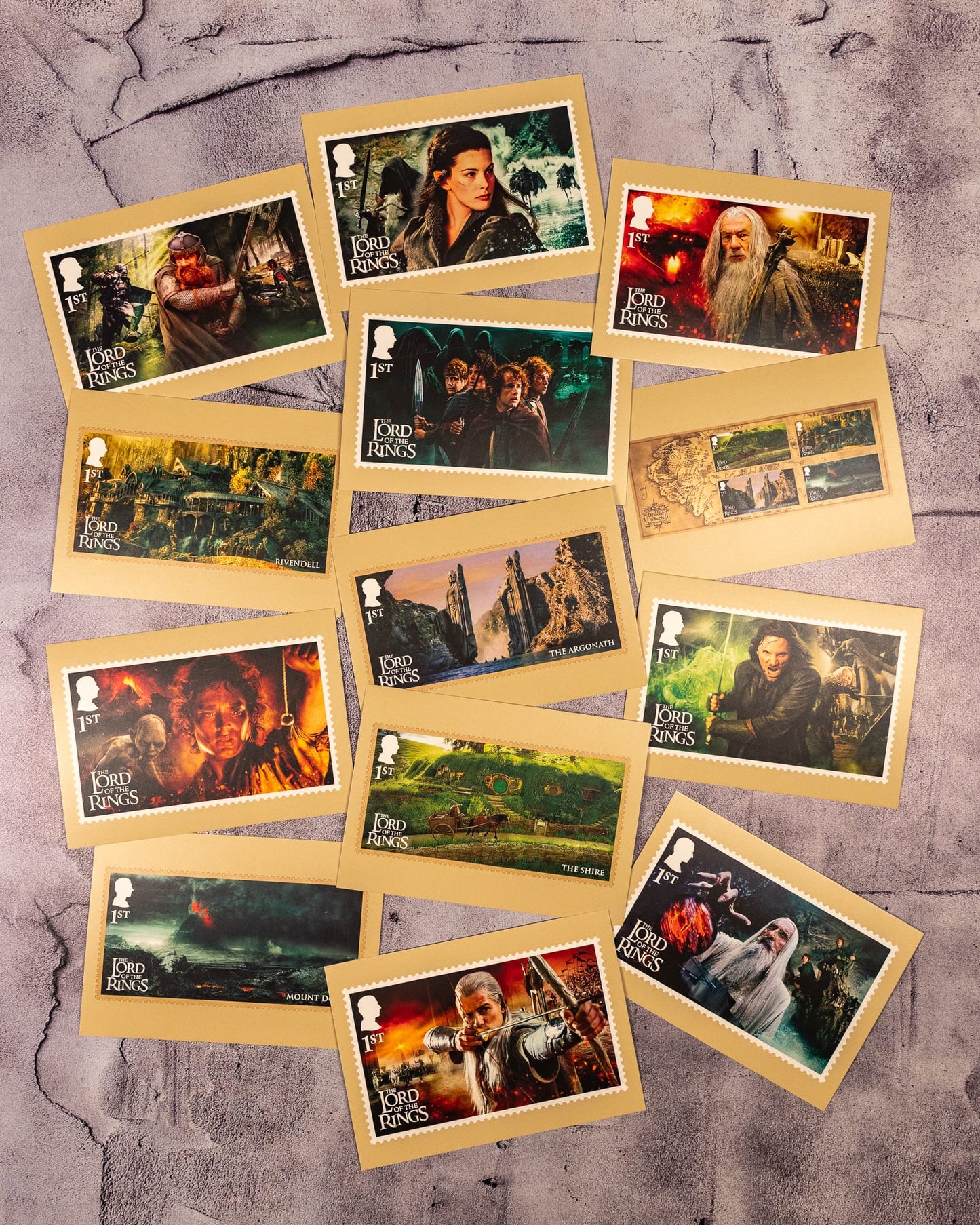 Royal Mail Postkartenkollektion zu 25 Jahre "Der Herr der Ringe“